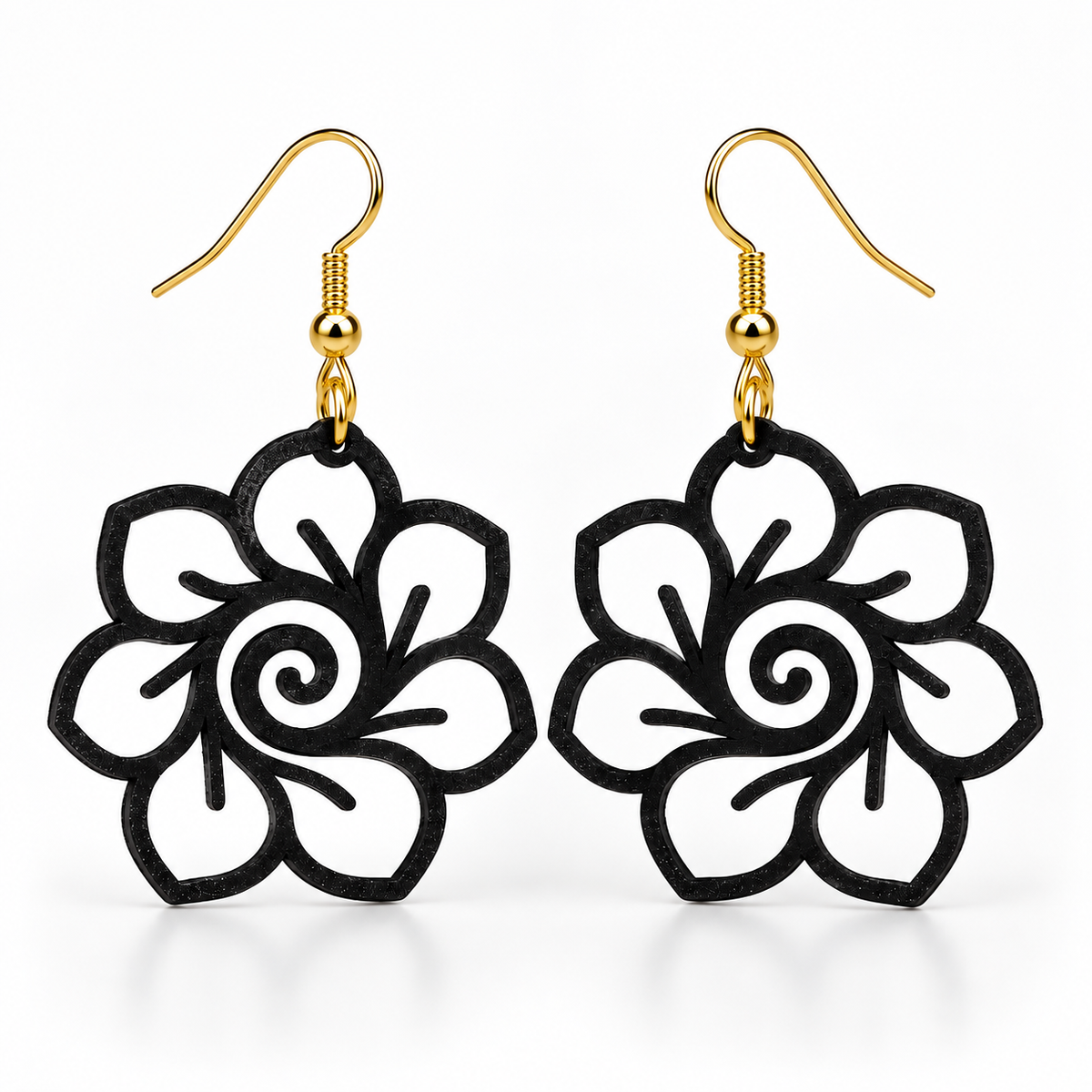 Boucles d'oreilles Fleur spirale en 3D