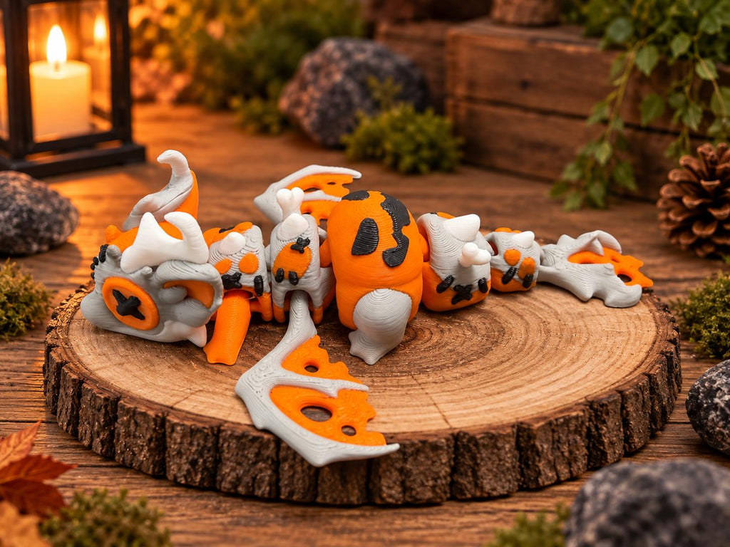 Dragon articulé et œuf citrouille en 3D – vue 4