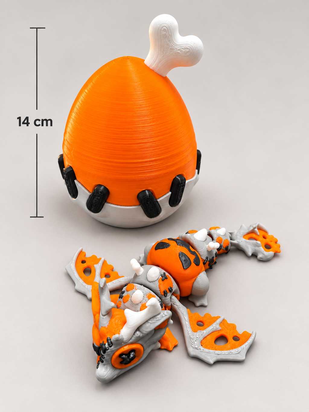 Dragon articulé et œuf citrouille en 3D – vue 7