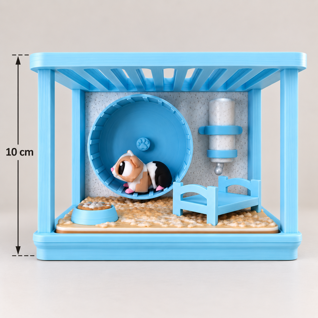 Cochon d'Inde articulé et sa cage en 3D – vue 4